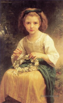 Enfant tressant une couronne réalisme William Adolphe Bouguereau Peinture à l'huile